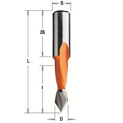 10x27x57,5 S=10x26 HW Z2 сверло присадочное для сквозных отверстий RH