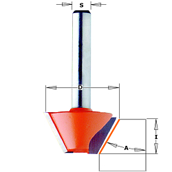 Фреза фасочная HW Z2 S=6 D=25x8x41 A=45° RH