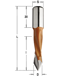 8x40x70 S=10x20 HW Z2 сверло присадочное для сквозных отверстий RH