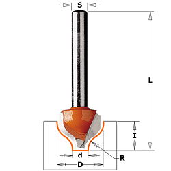 Фреза гравировальная "S-профиль" (B) HW Z2 S=8 D=12,7/4x8x51 R=2 RH