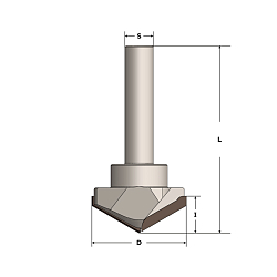 Фреза концевая с PCD пластинами V-образная Z2 D=40x9 S=12 RH 150°