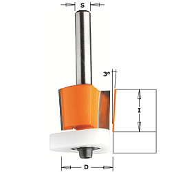 Фреза обгонная для снятия свесов с подшипником Delrin® [н] HW Z2 S=8 D=19x15,87x59,3 RH