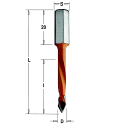 8x43x70 S=8x20 HW Z2 сверло присадочное для сквозных отверстий RH