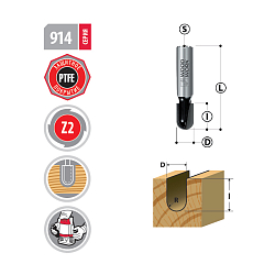 Фреза пазовая галтельная HW Z2 S=12 D=32x23x73 R=15,8 RH