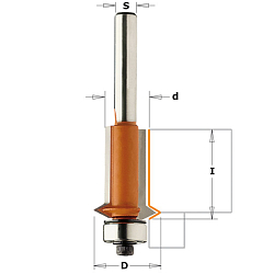 Фреза обгонная (V фаска) с подшипником [н] HW Z2 S=8 D=19/12,7x25,4 RH