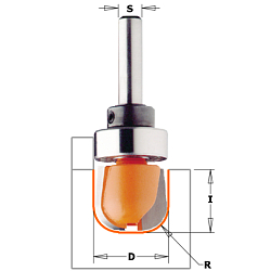 Фреза профильная (чаша) с подшипником [в] HW Z2 S=12 D=31,7x16x60,4 R=6,4 RH