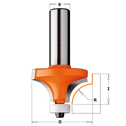 Фреза радиусная по композиту с подшипником Delrin® [н] HW Z2 S=12 D=28,7x15x62,5 R=8 RH